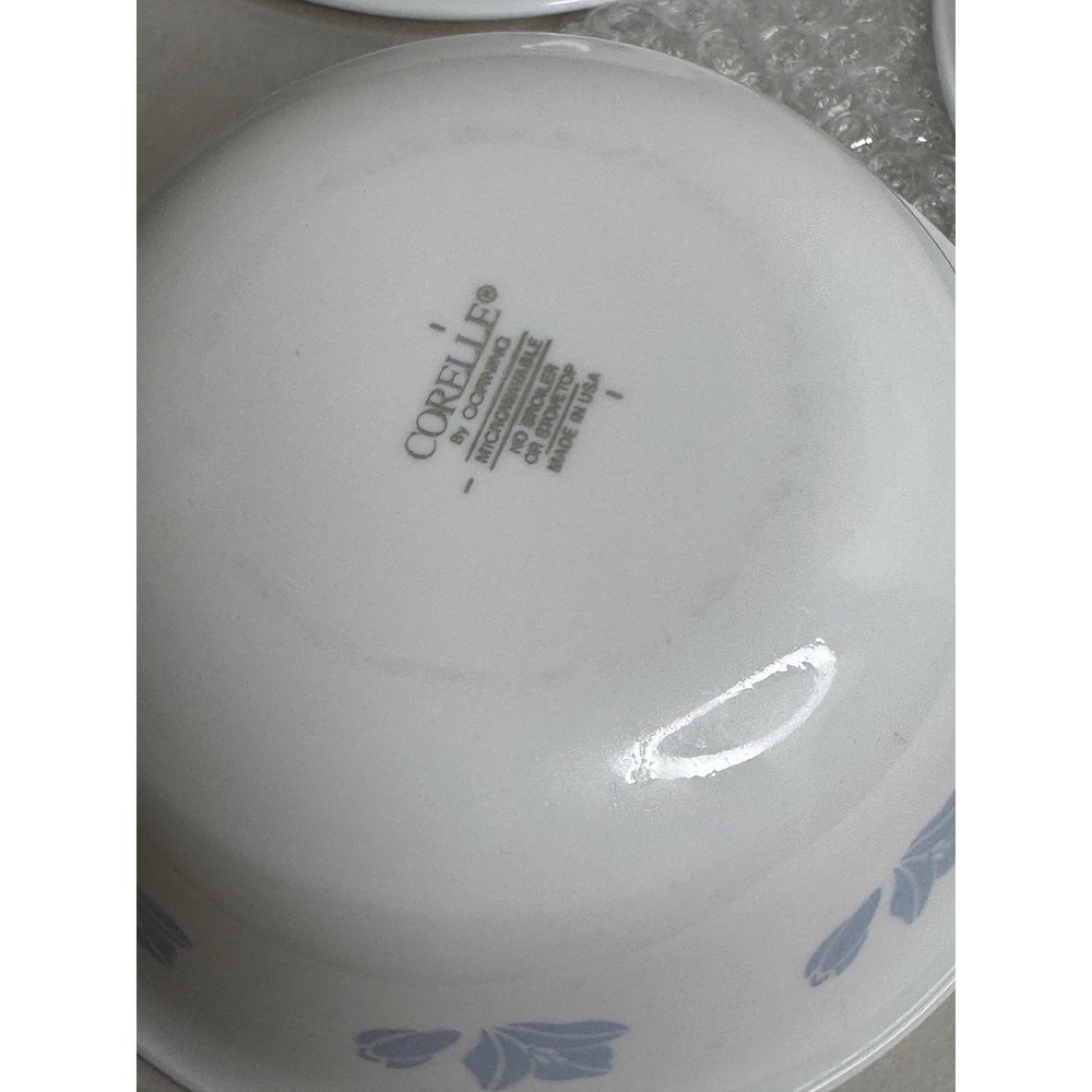 Corning Corelle Friendship Cereal‎ Bowls Set of 3 Vintage White Blue Flora - Picture 3 of 9